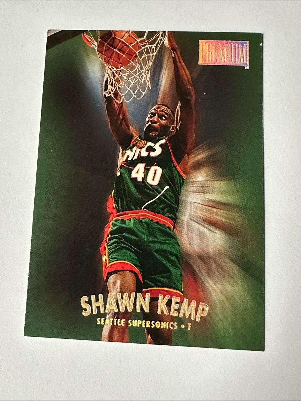 Shawn Kemp Green & Gold Seattle Supersonics Trading Card - Premium Series